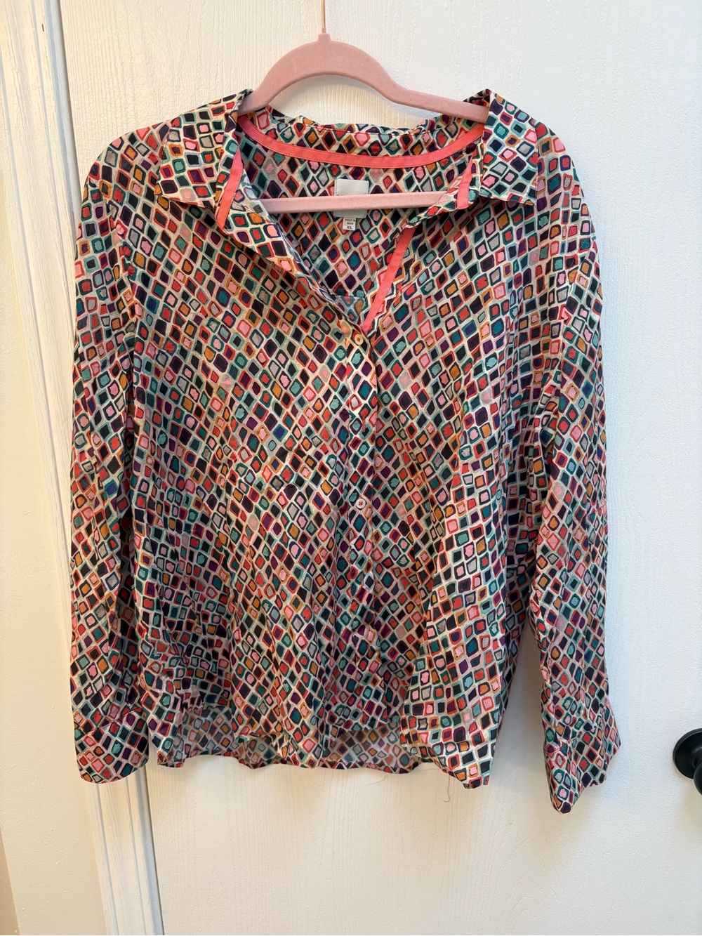 NIC+ZOE Multicolor Geometric Button-Down Blouse
